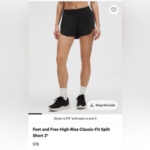 Lululemon fast and free shorts